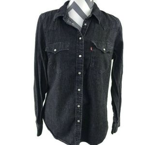Levis Tailored Fit Western Pearl Snap Denim Shirt